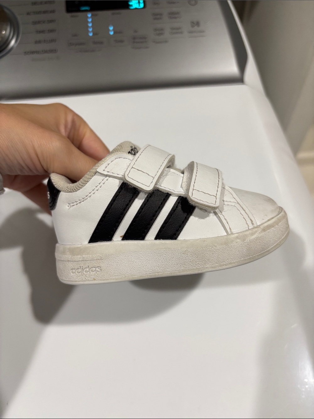 adidas toddler' White & Black Velcro Sneakers